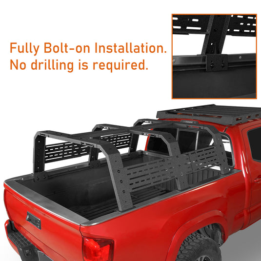 18.8" High Overland Bed Rack Fits Toyota Tacoma & Tundra - Hooke Road b9905s 7