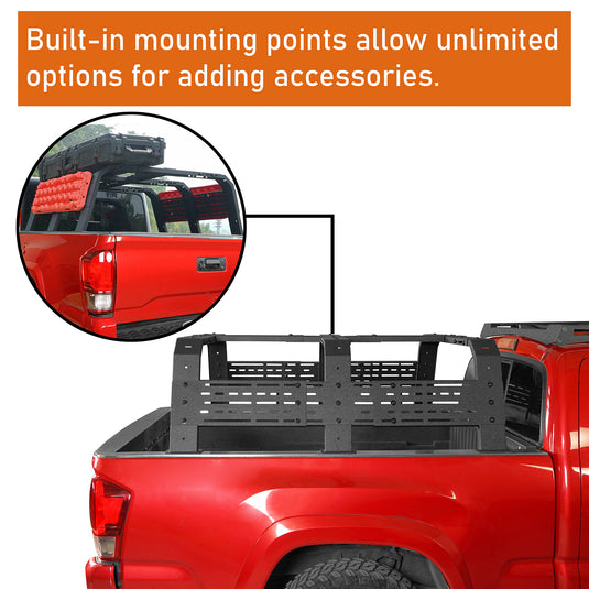 18.8" High Overland Bed Rack Fits Toyota Tacoma & Tundra - Hooke Road b9905s 8