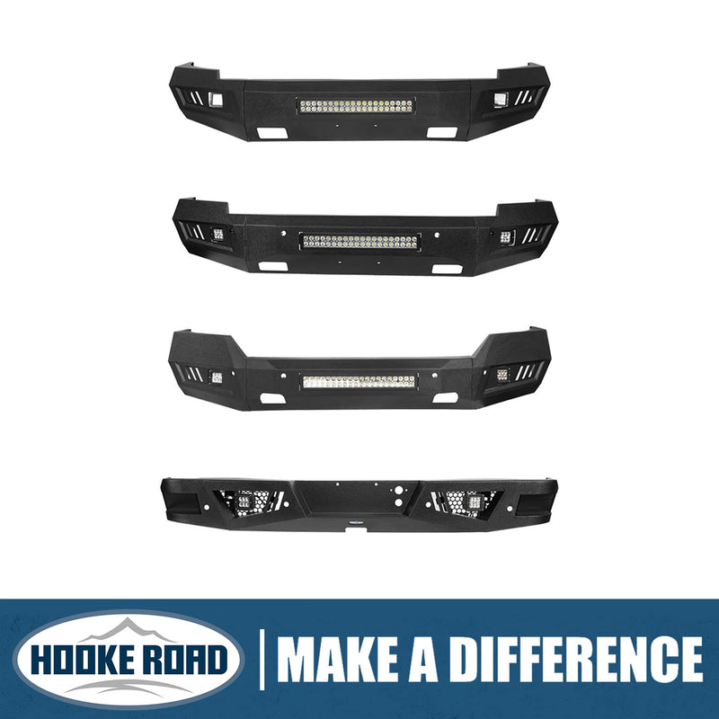 Load image into Gallery viewer, Silverado Front Bumper &amp; Rear Bumper Combo w/LED Lights For Chevy Silverado 1500 - Hooke Road
