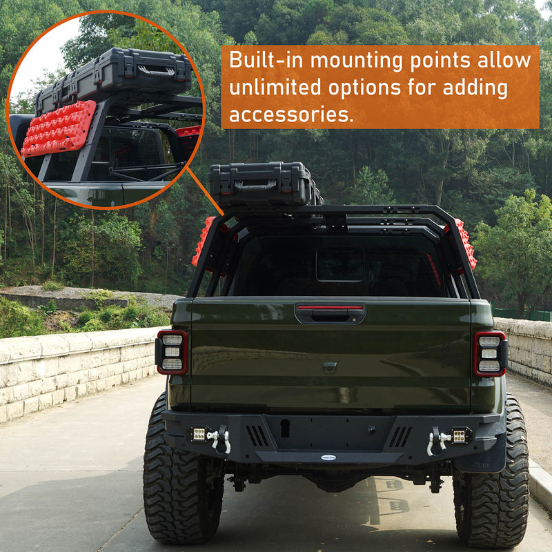 Load image into Gallery viewer, Hooke Road 18.8&quot; High Overland Bed Rack Compatible with Jeep Gladiator JT w/ Factory Bed Rails 20-23 Toyota Tacoma(5&#39; Bed) 05-23 BXG.9901-S 11
