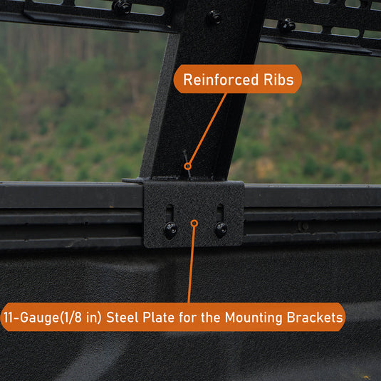 Hooke Road 18.8" High Overland Bed Rack Compatible with Jeep Gladiator JT w/ Factory Bed Rails 20-23 Toyota Tacoma(5' Bed) 05-23 BXG.9901-S 12