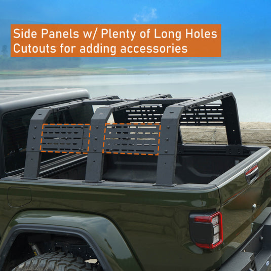 Hooke Road 18.8" High Overland Bed Rack Compatible with Jeep Gladiator JT w/ Factory Bed Rails 20-23 Toyota Tacoma(5' Bed) 05-23 BXG.9901-S 14