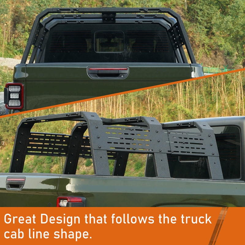 Load image into Gallery viewer, Hooke Road 18.8&quot; High Overland Bed Rack Compatible with Jeep Gladiator JT w/ Factory Bed Rails 20-23 Toyota Tacoma(5&#39; Bed) 05-23 BXG.9901-S 15
