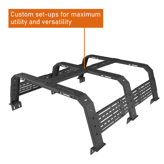 Hooke Road 18.8" High Overland Bed Rack Compatible with Jeep Gladiator JT w/ Factory Bed Rails 20-23 Toyota Tacoma(5' Bed) 05-23 BXG.9901-S 19