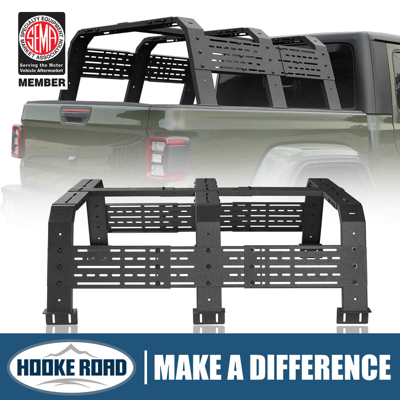 Load image into Gallery viewer, Hooke Road 18.8&quot; High Overland Bed Rack Compatible with Jeep Gladiator JT w/ Factory Bed Rails 20-23 Toyota Tacoma(5&#39; Bed) 05-23 BXG.9901-S 1
