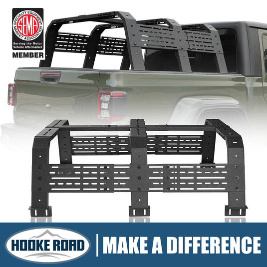 Hooke Road 18.8" High Overland Bed Rack Compatible with Jeep Gladiator JT w/ Factory Bed Rails 20-23 Toyota Tacoma(5' Bed) 05-23 BXG.9901-S 1