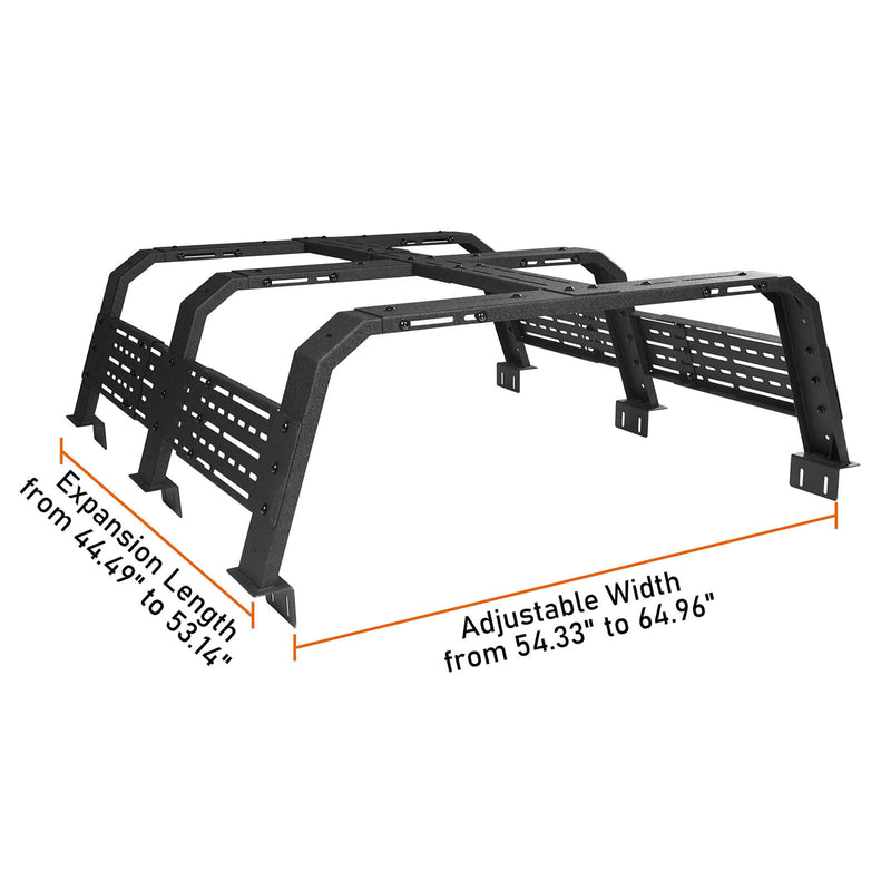 Load image into Gallery viewer, Hooke Road 18.8&quot; High Overland Bed Rack Compatible with Jeep Gladiator JT w/ Factory Bed Rails 20-23 Toyota Tacoma(5&#39; Bed) 05-23 BXG.9901-S 22
