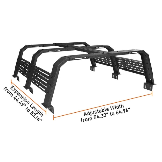 Hooke Road 18.8" High Overland Bed Rack Compatible with Jeep Gladiator JT w/ Factory Bed Rails 20-23 Toyota Tacoma(5' Bed) 05-23 BXG.9901-S 22