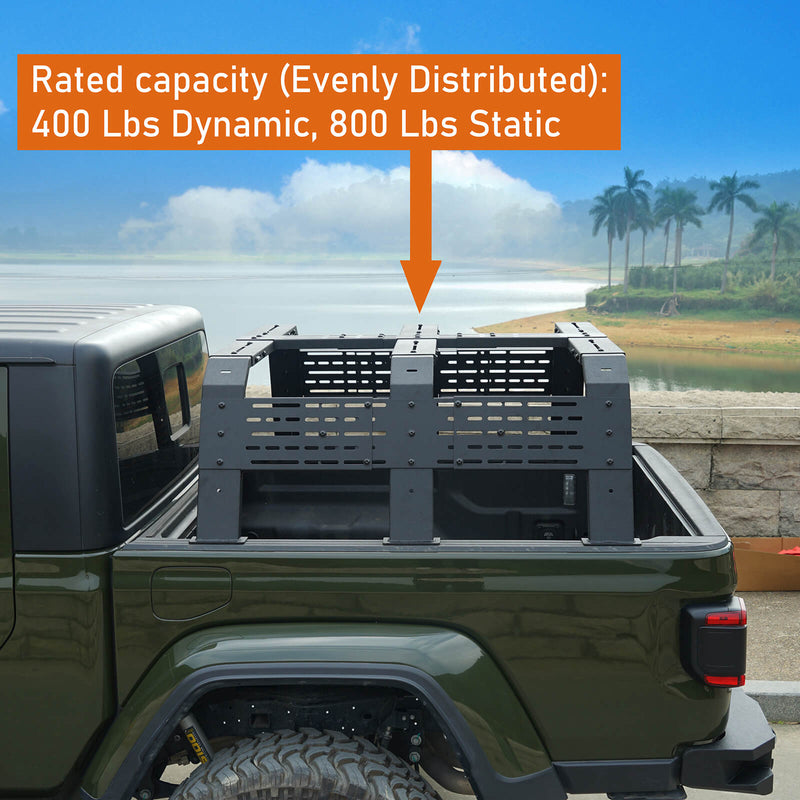 Load image into Gallery viewer, Hooke Road 18.8&quot; High Overland Bed Rack Compatible with Jeep Gladiator JT w/ Factory Bed Rails 20-23 Toyota Tacoma(5&#39; Bed) 05-23 BXG.9901-S 9

