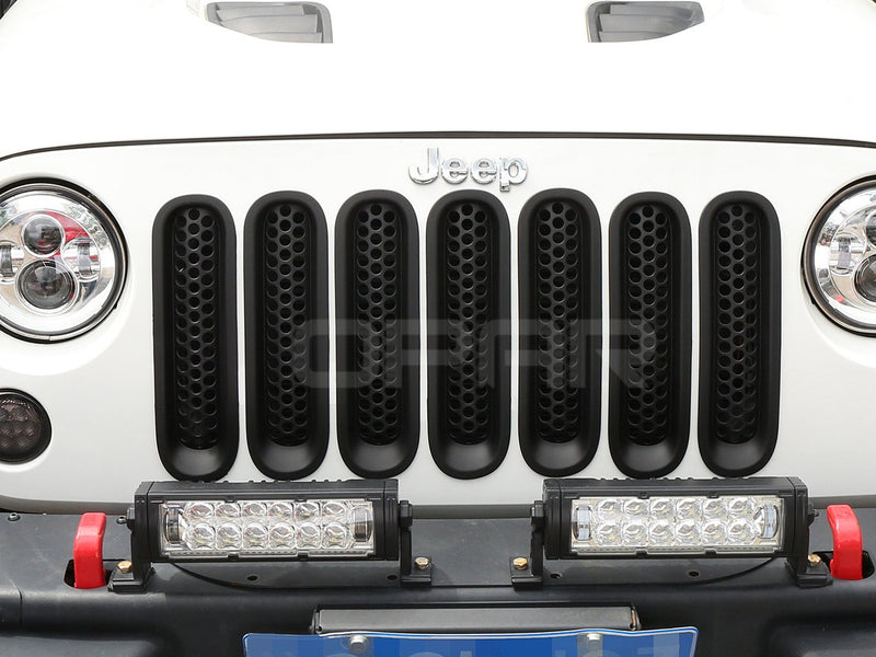 Load image into Gallery viewer, Hooke Road Opar Matte Black Clip-in Front Grille Mesh Inserts for 2007-2015 Jeep u-Box 3
