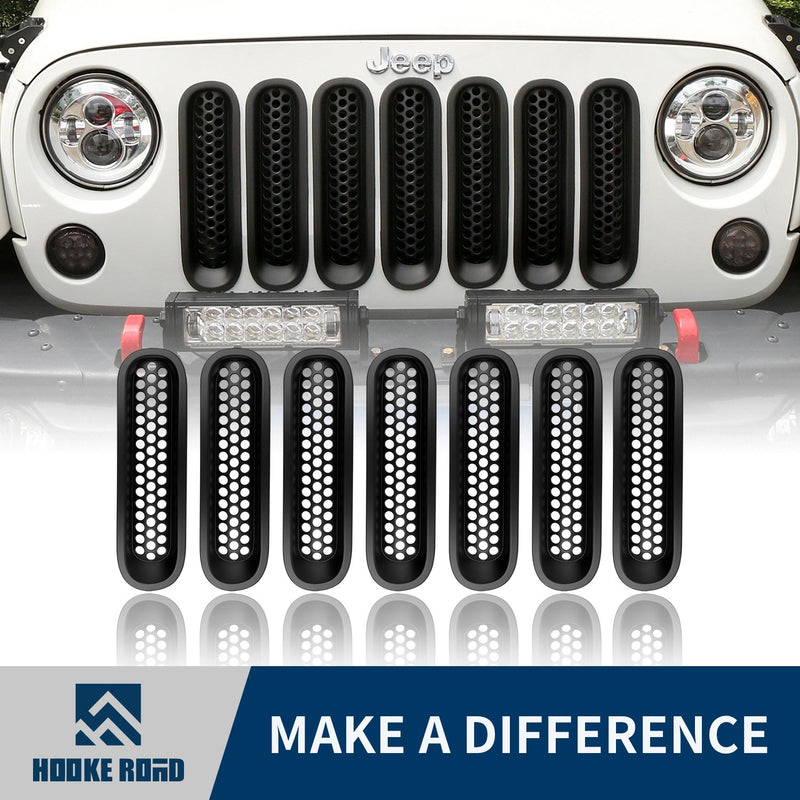Load image into Gallery viewer, Hooke Road Opar Matte Black Clip-in Front Grille Mesh Inserts for 2007-2015 Jeep u-Box 1
