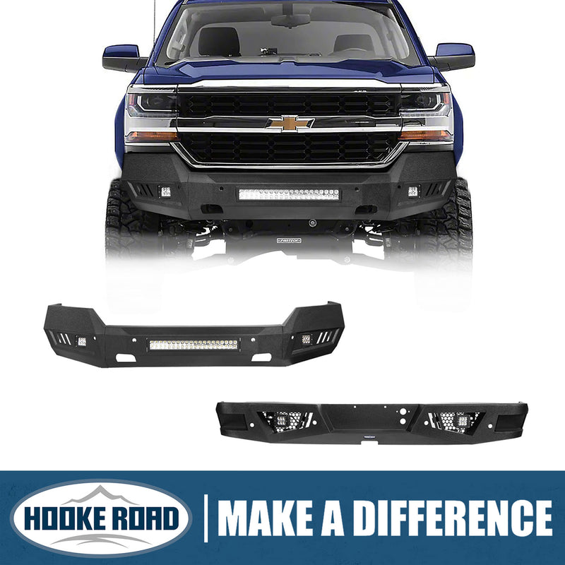 Load image into Gallery viewer, Hooke Road Chevrolet Front Bumper &amp; Rear Bumper Combo(16-18 Chevy Silverado 1500)

