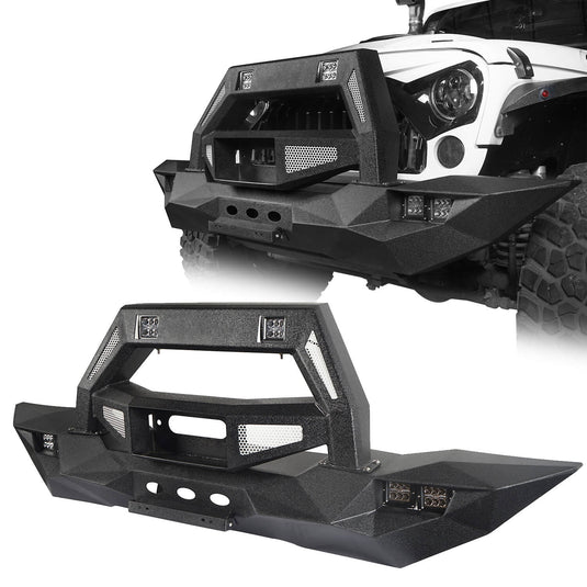 Hooke Road Opar DESTROYER Blade Full Width Front Bumper w/Bull Bar for 2007-2018 Jeep Wrangler JK u-Box 1