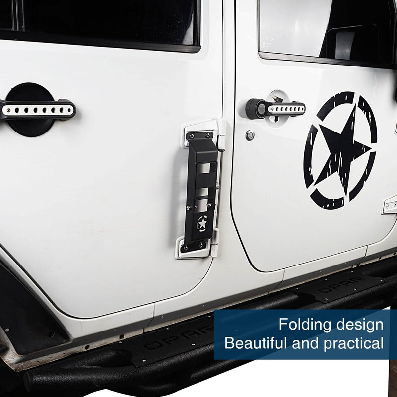 Load image into Gallery viewer, Hooke Road Opar Five Star Matte Black Metal Folding Door Hinge Steps for 2007-2018 Jeep Wrangler JK u-Box 2
