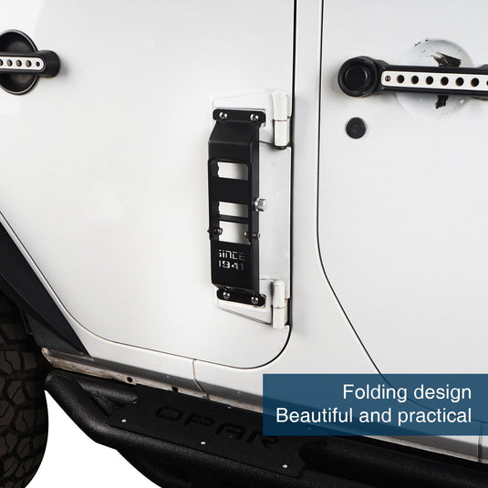Hooke Road Opar Matte Black Metal Folding Door Hinge Steps w/  InchSince 1941 Inch for 2007-2018 Jeep Wrangler JK u-Box 2
