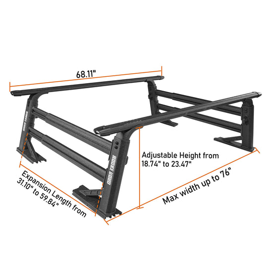 HookeRoad Truck Bed Cargo Rack Truck Ladder Rack for Most Commom Truck w/o Factory Utility Tracks  19