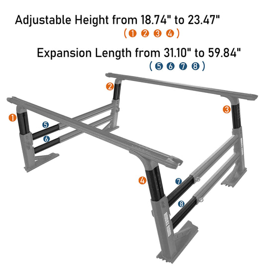 HookeRoad Truck Bed Cargo Rack Truck Ladder Rack for Most Commom Truck w/o Factory Utility Tracks  23