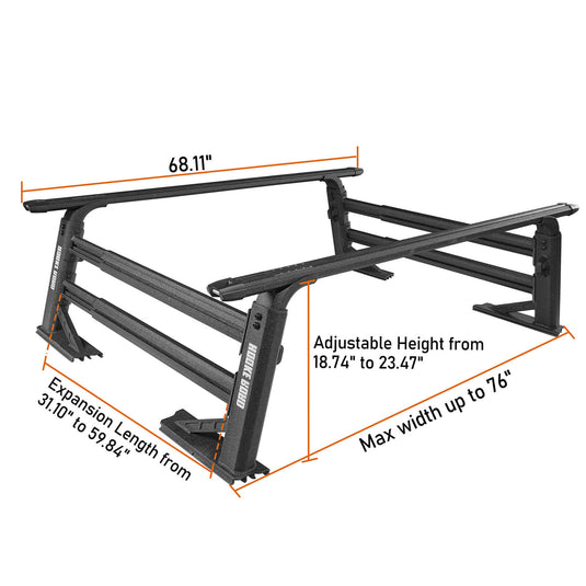 HookeRoad Truck Bed Cargo Rack Truck Ladder Rack for Toyota And Nissan Trucks w/ Factory Utility Tracks 19