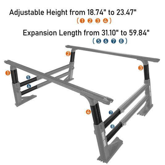 HookeRoad Truck Bed Cargo Rack Truck Ladder Rack for Toyota And Nissan Trucks w/ Factory Utility Tracks 22