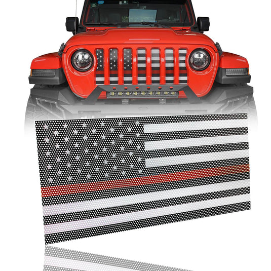 Hooke Road American Flag Front Mesh Grille Insert(18-20 Jeep Wrangler JL & Jeep Gladiator JT)