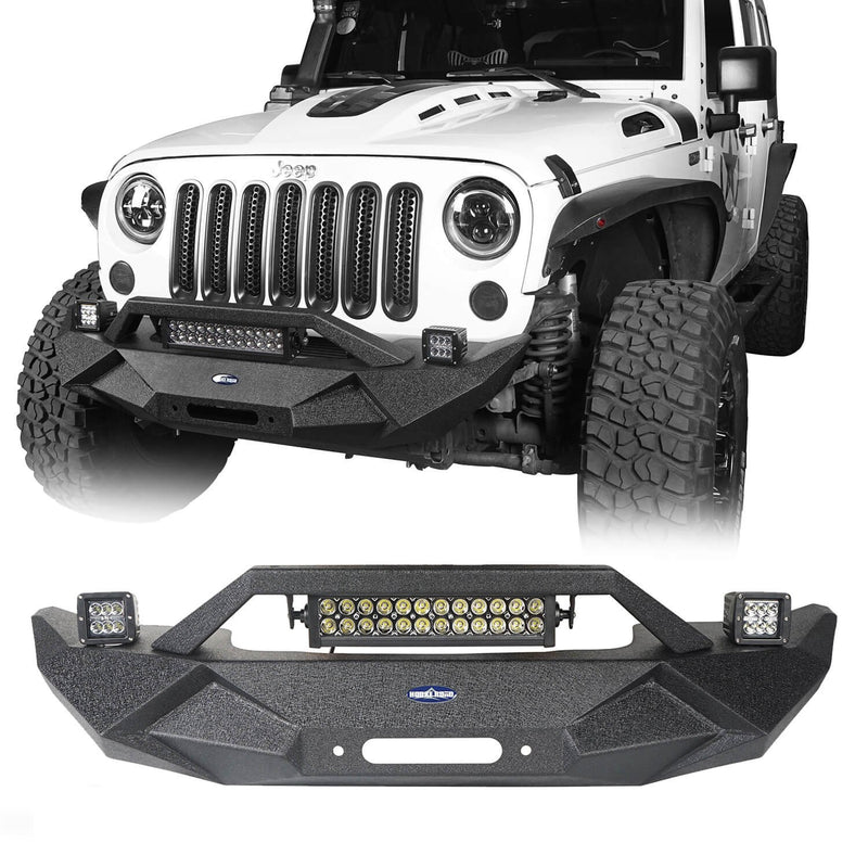 Load image into Gallery viewer,  Hooke Road Jeep JK Blade Master Front Bumper w/Winch Plate &amp; Light Bar for 2007-2018 Jeep JK BXG117B u-Box Offroad 2
