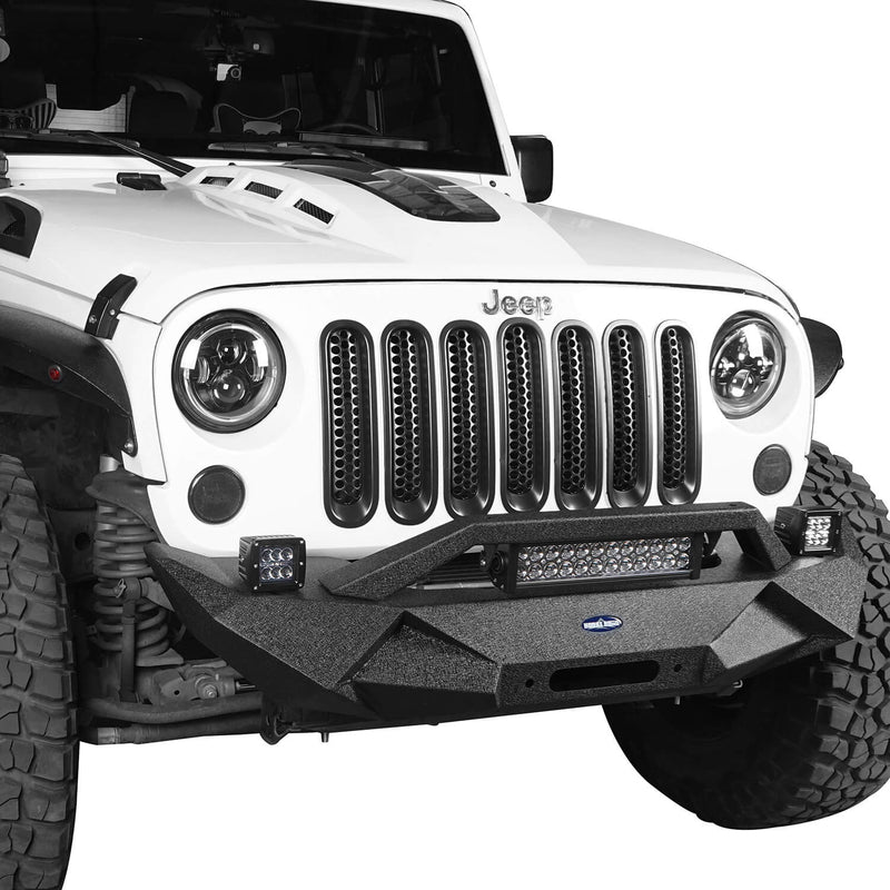 Load image into Gallery viewer,  Hooke Road Jeep JK Blade Master Front Bumper w/Winch Plate &amp; Light Bar for 2007-2018 Jeep JK BXG117B u-Box Offroad 6
