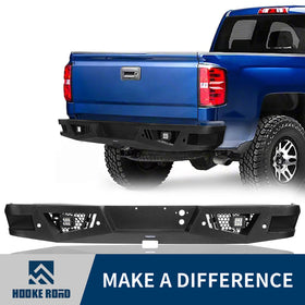 Chevy Silverado Rear Bumper with LED Floodlights and holes for OEM sensors Silverado Rear Bumper for 2007-2018 Chevy Silverado 1500 bxg9024 1