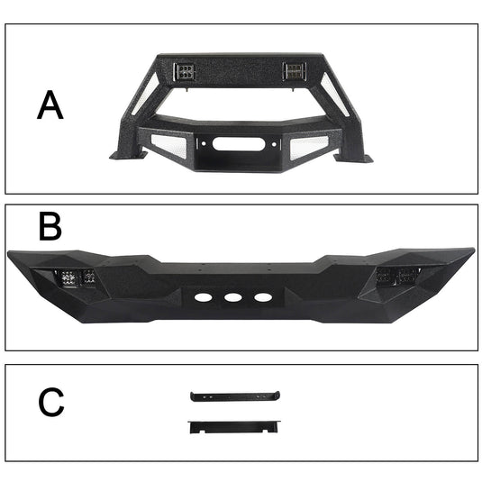 Hooke Road DESTROYER Blade Full Width Front Bumper w/Bull Bar(07-2018 Jeep Wrangler JK)