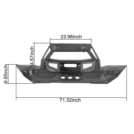 Hooke Road DESTROYER Blade Full Width Front Bumper w/Bull Bar(07-2018 Jeep Wrangler JK)