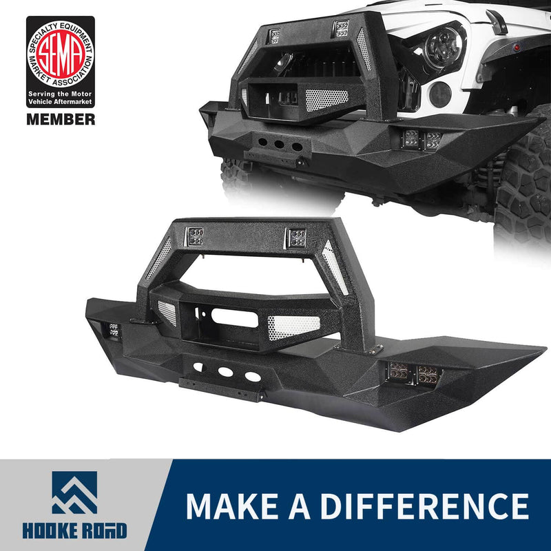 Load image into Gallery viewer, Hooke Road DESTROYER Blade Full Width Front Bumper w/Bull Bar(07-2018 Jeep Wrangler JK)
