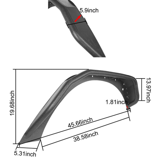 Hooke Road Fender Flares and Front & Rear Inner Fender Liners Kit(07-18 Jeep Wrangler JK)