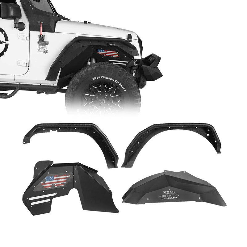 Load image into Gallery viewer, Hooke Road Fender Flares and Front &amp; Rear Inner Fender Liners Kit(07-18 Jeep Wrangler JK)
