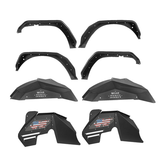 Hooke Road Fender Flares and Front & Rear Inner Fender Liners Kit(07-18 Jeep Wrangler JK)