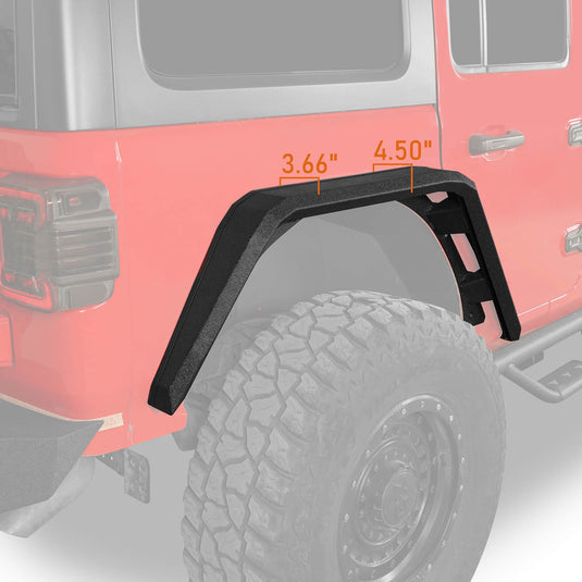 Jeep Flat Rear Fender Flares (18-23 Jeep Wrangler JL) - Hooke Road b3034s 12