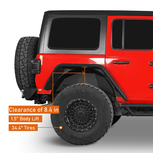 Jeep Flat Rear Fender Flares (18-23 Jeep Wrangler JL) - Hooke Road b3034s 13