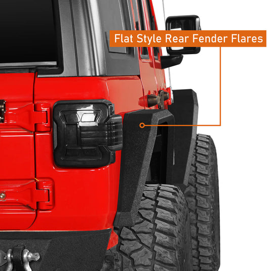 Jeep Flat Rear Fender Flares (18-23 Jeep Wrangler JL) - Hooke Road b3043s 4