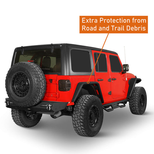 Jeep Flat Rear Fender Flares (18-23 Jeep Wrangler JL) - Hooke Road b3043s 6