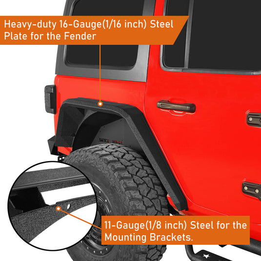 Jeep Flat Rear Fender Flares (18-23 Jeep Wrangler JL) - Hooke Road b3043s 7