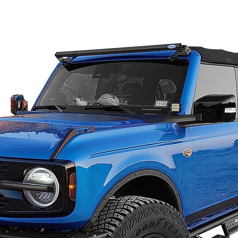 Load image into Gallery viewer, 2021-2023 Ford Bronco Over-Windshield Mounting Brackets for 50 in. LED Light Bar(Not Included) - HookeRoad ft20000 3
