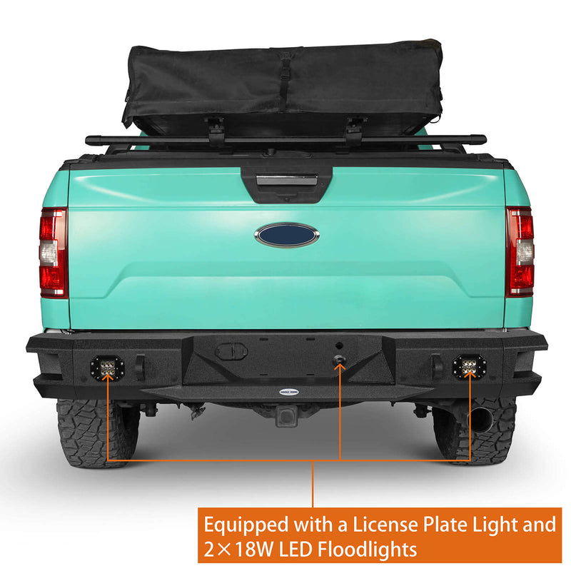 Load image into Gallery viewer, Pickup Discovery Rear Bumper w/ LED Floodlights (18-20 Ford F-150 (Excluding Raptor)) b8521s 4
