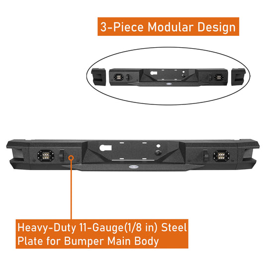 Pickup Discovery Rear Bumper w/ LED Floodlights (18-20 Ford F-150 (Excluding Raptor)) b8521s 8