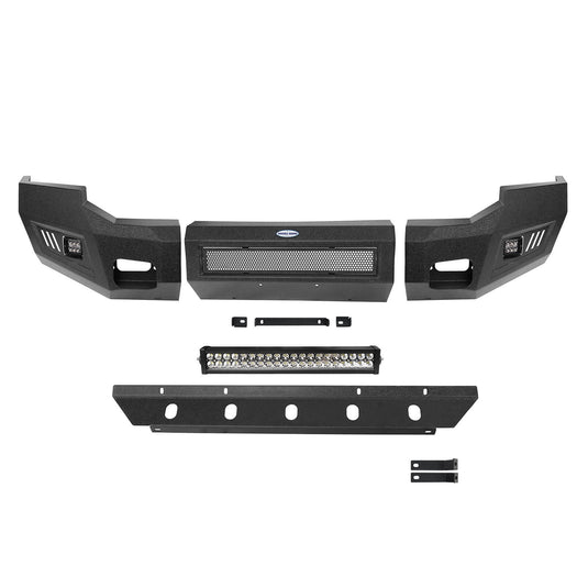 Ford F-250 Full Width Front Bumper with Skid Plate and LED Light Bar for 2005-2007 F-250 B8500 16
