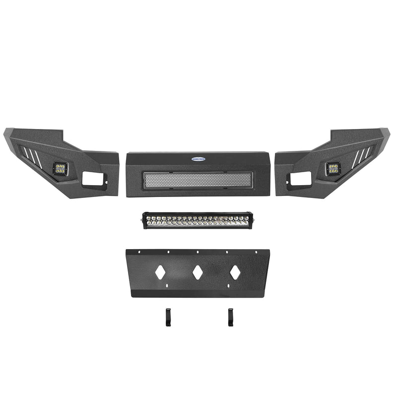 Load image into Gallery viewer, Ford F-250 Full Width Front Bumper with Skid Plate and LED Light Bar for 2005-2007 F-250 B8501 13
