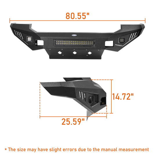 Ford F-250 Full Width Front Bumper with Skid Plate and LED Light Bar for 2005-2007 F-250 B8501 14