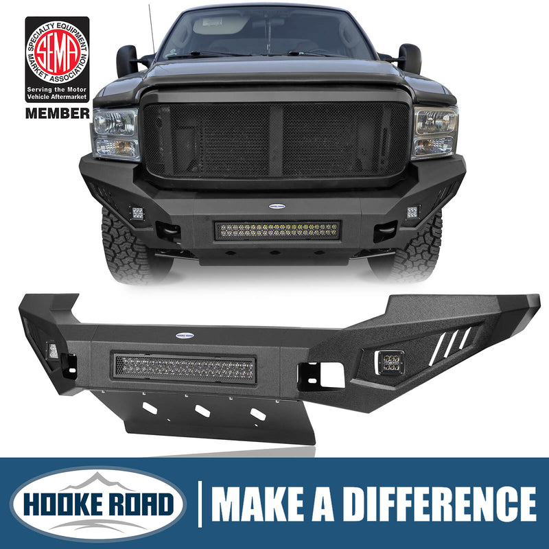Load image into Gallery viewer, Ford F-250 Full Width Front Bumper with Skid Plate and LED Light Bar for 2005-2007 F-250 B8501 1
