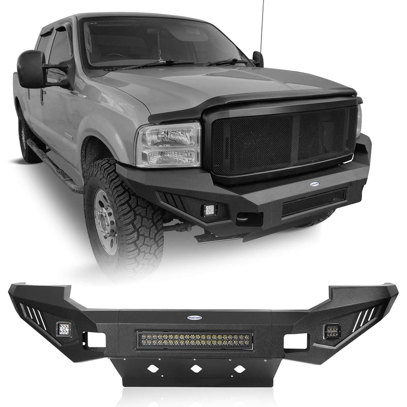 Load image into Gallery viewer, Ford F-250 Full Width Front Bumper with Skid Plate and LED Light Bar for 2005-2007 F-250 B8501 2
