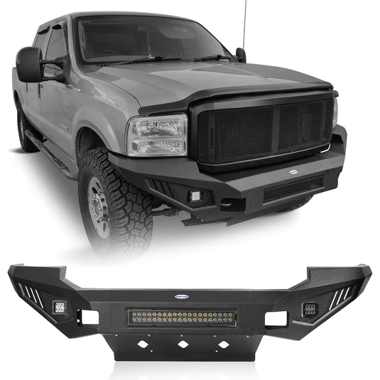 Ford F-250 Full Width Front Bumper with Skid Plate and LED Light Bar for 2005-2007 F-250 B8501 2