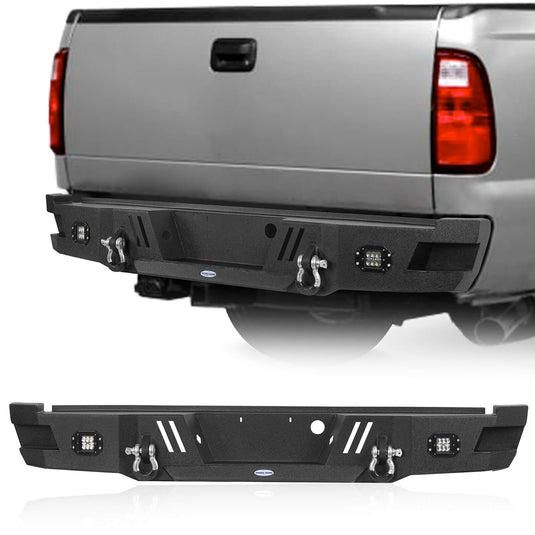 Ford F-250 Replacement Rear Bumper with LED White Square Floodlights for 2011-2016 F-250 B8524 2