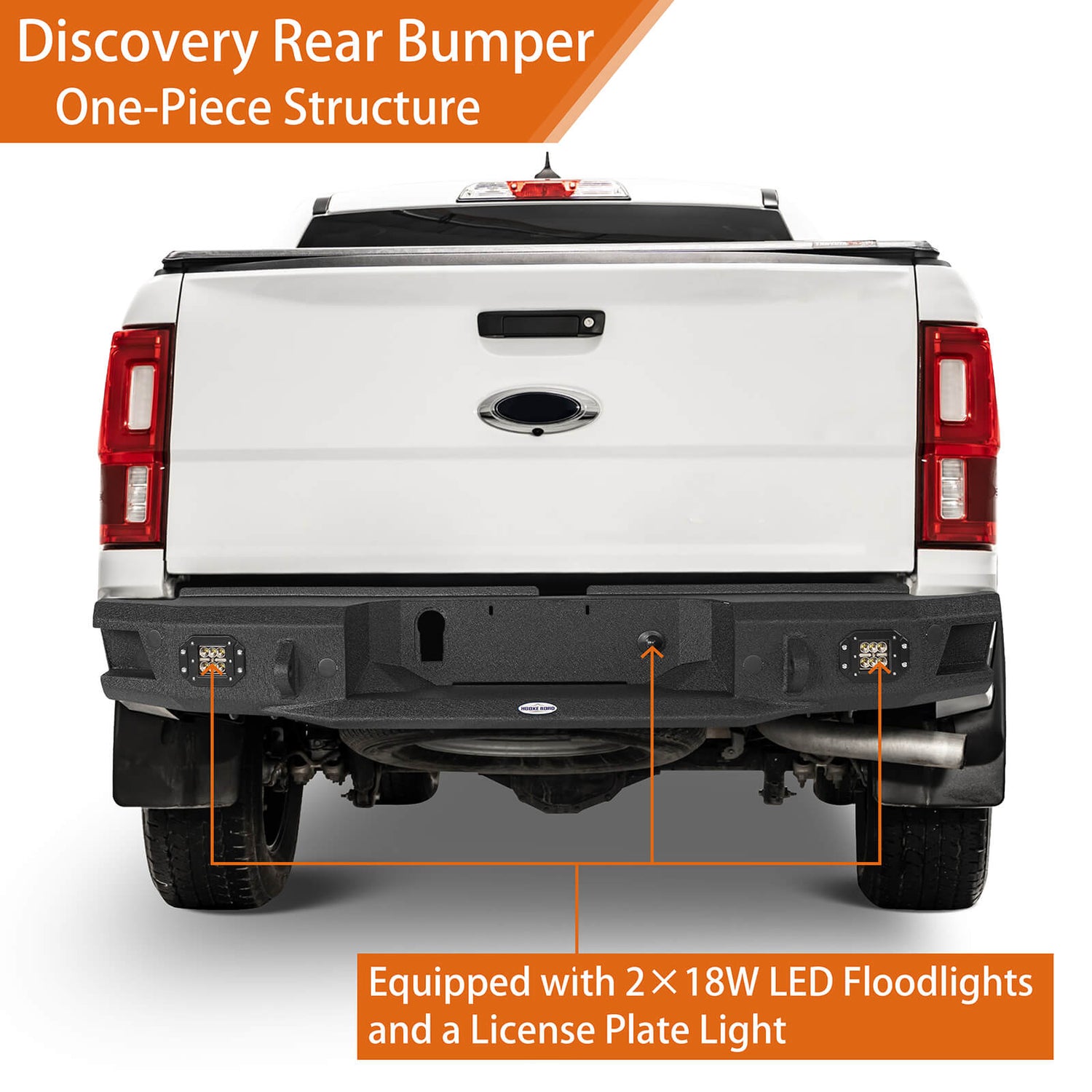 Ford 19-23 Ranger Discovery Rear Steel Bumper w/ LED Floodlights - Hoo ...