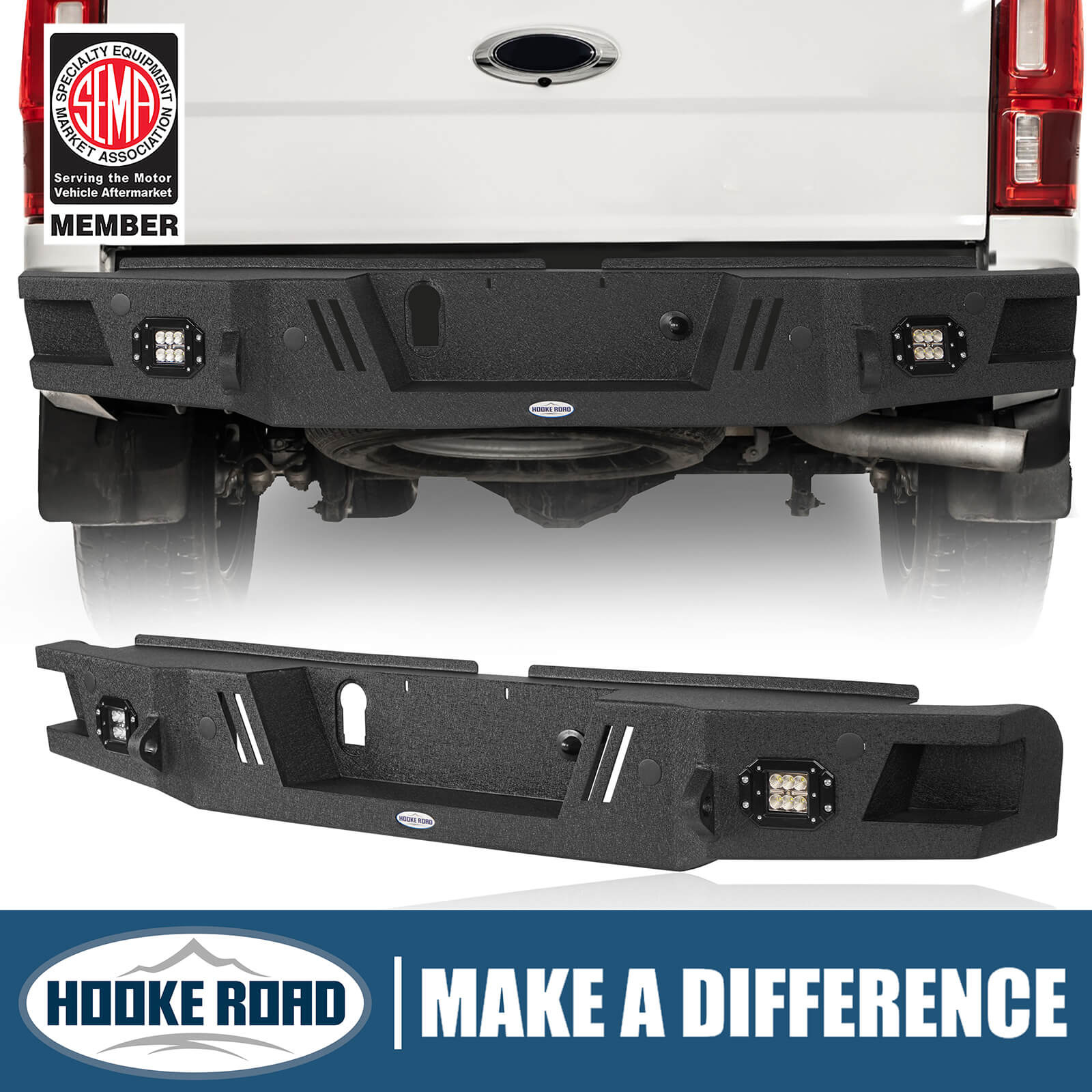 Ford Ranger P703 Rear Bumper Ford 19-23 Ranger HR Rear Aftermarket Bumper Textured black - Hooke ...
